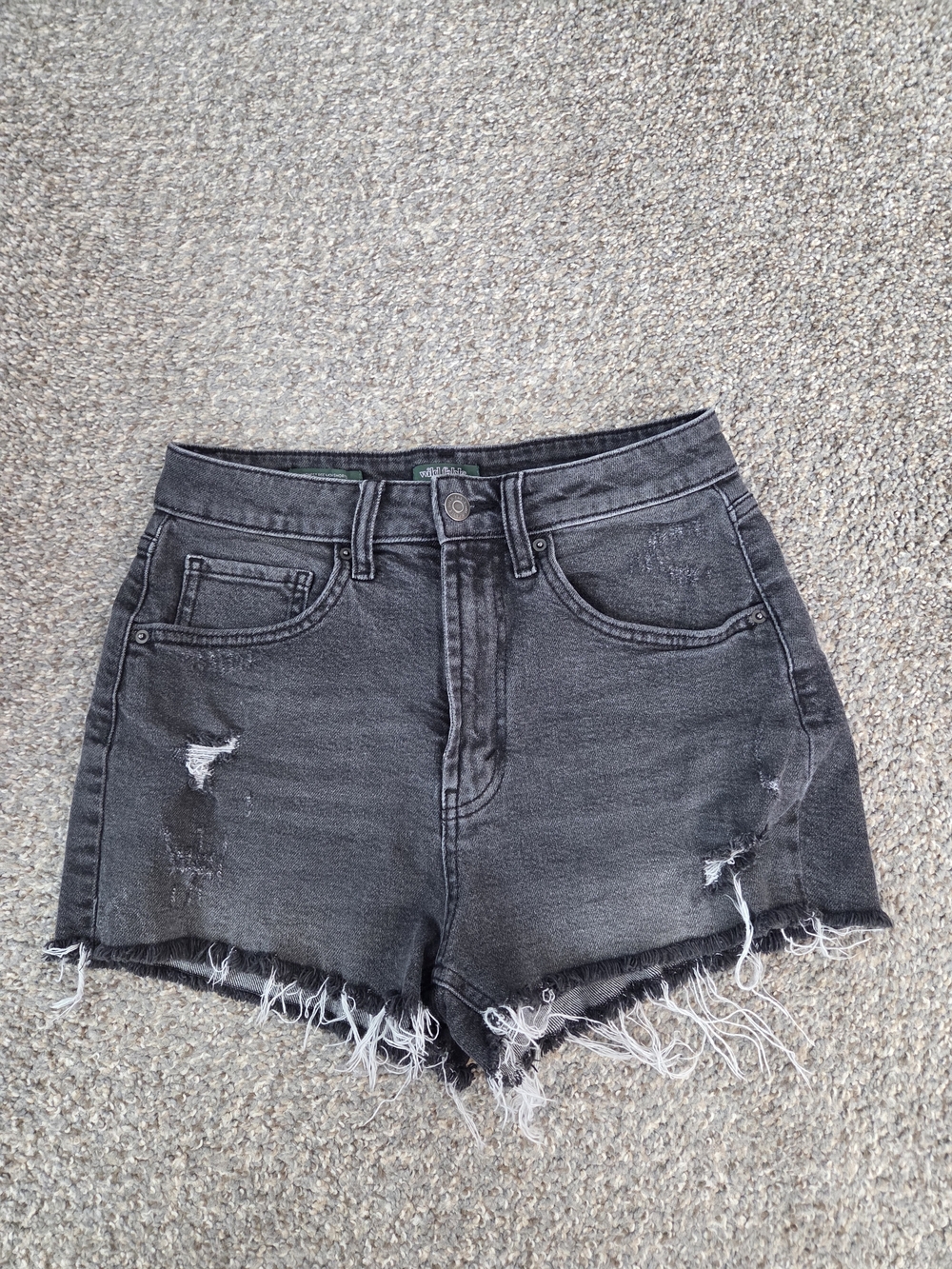 wild fable Black High-Rise Distressed Denim Shorts